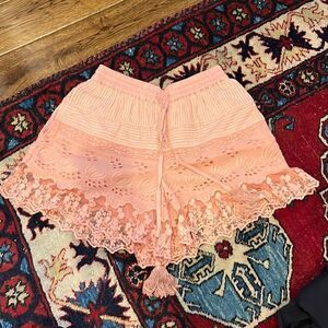 La Rotie Lace Shorts in Antique Rose Broderie Anglaise & Lace